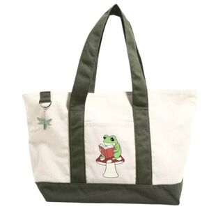 Frog Mushroom Canvas Medium Tote Bag